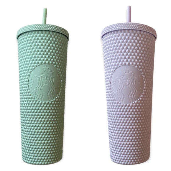💜NEW💚 Starbucks US 2021 Matte Lilac and Mint Studded Bling Venti Tumblers